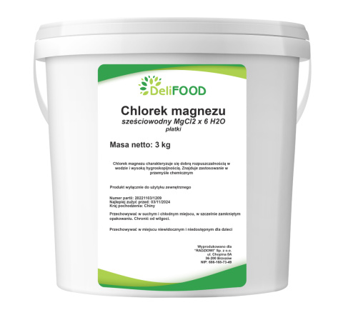 Chlorek magnezu sześciowodny wiaderko 3kg
