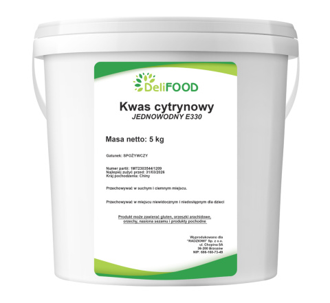 Kwas cytrynowy jednowodny E330 wiaderko 5kg